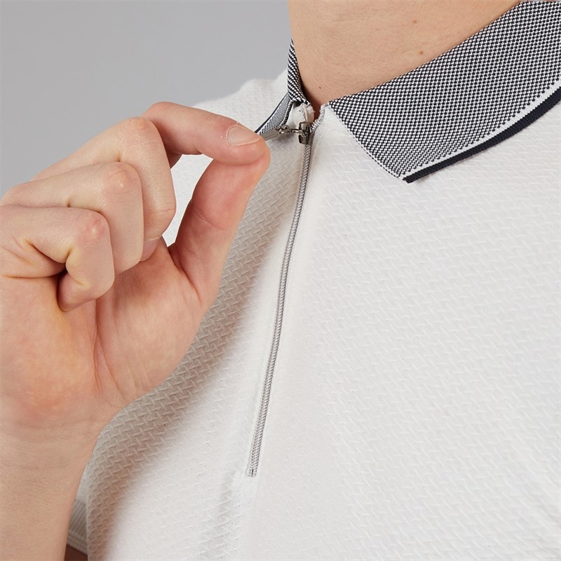 883 Police Mens Snape Quarter Zip Polo Shirt White - Image 3