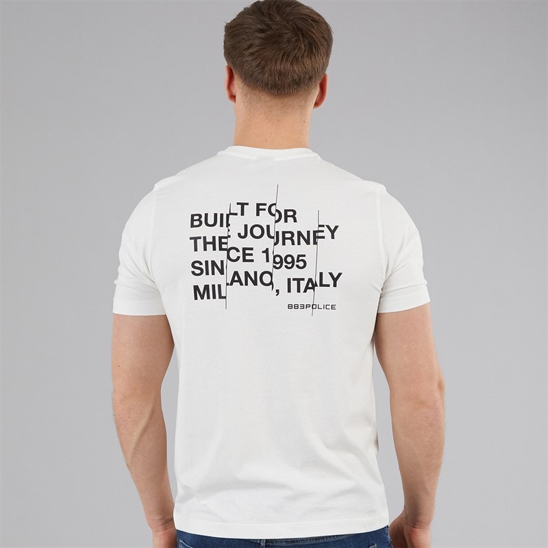 883 Police Mens Liguria T-Shirt Bone White - Image 3
