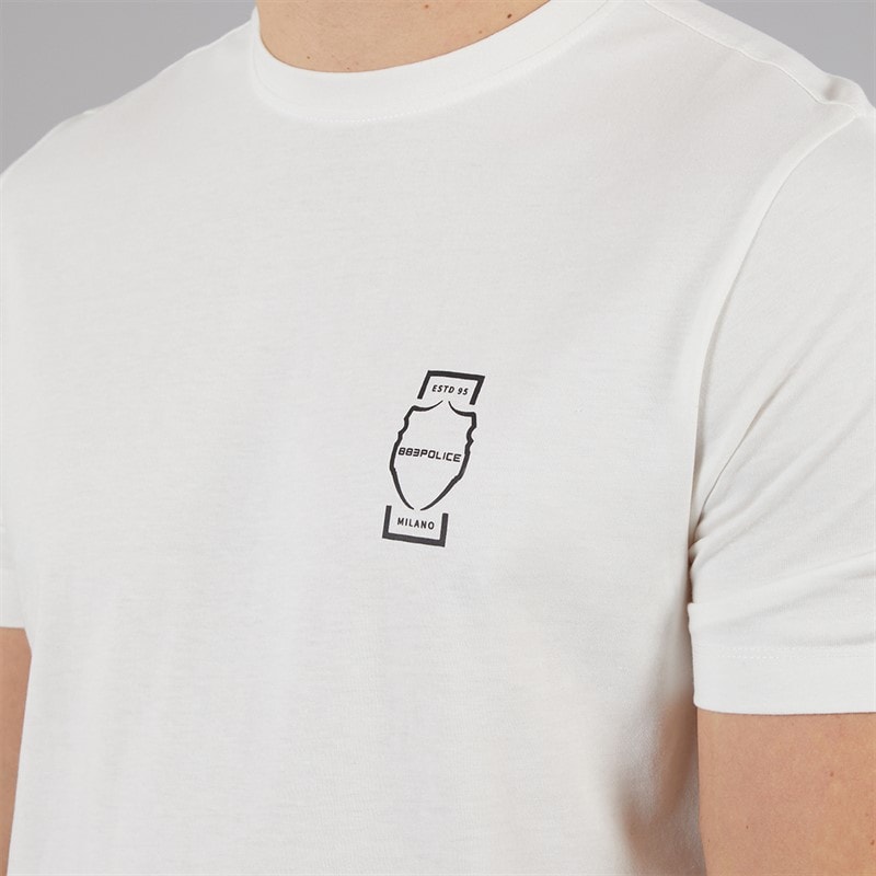 883 Police Mens Liguria T-Shirt Bone White - Image 5