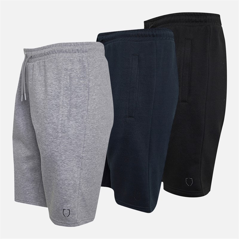883 Police Mens Kolme Three Pack Shorts Black/Marl Grey/Navy - Image 3