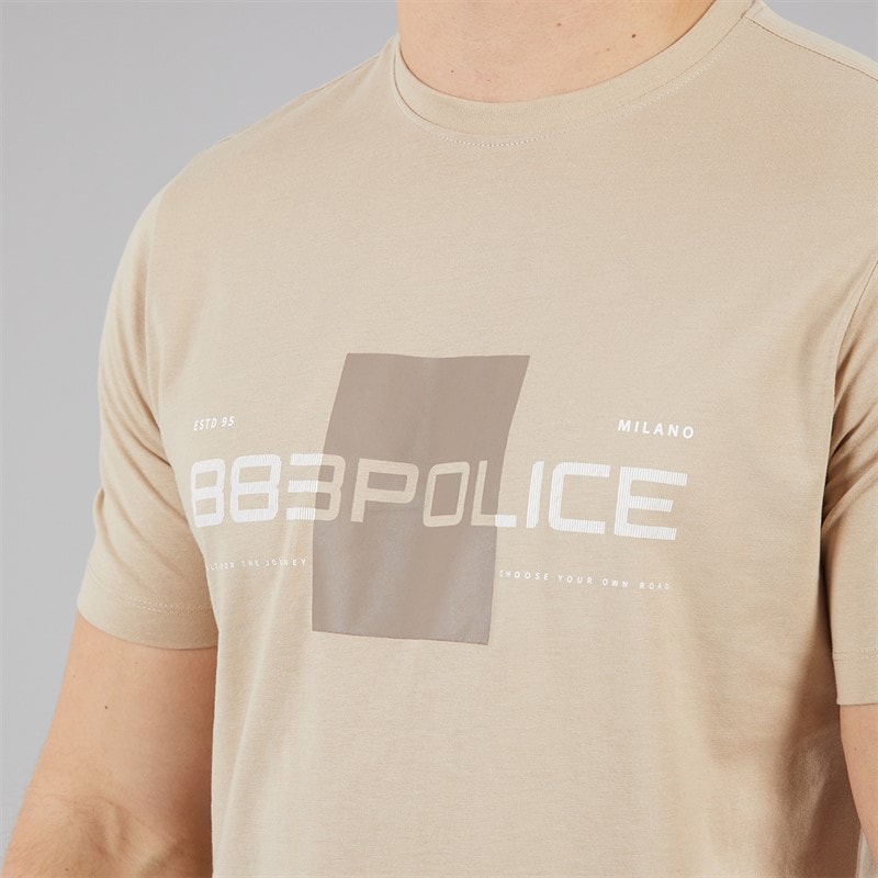 883 Police Mens Cervo T-Shirt Pastel Camel - Image 3