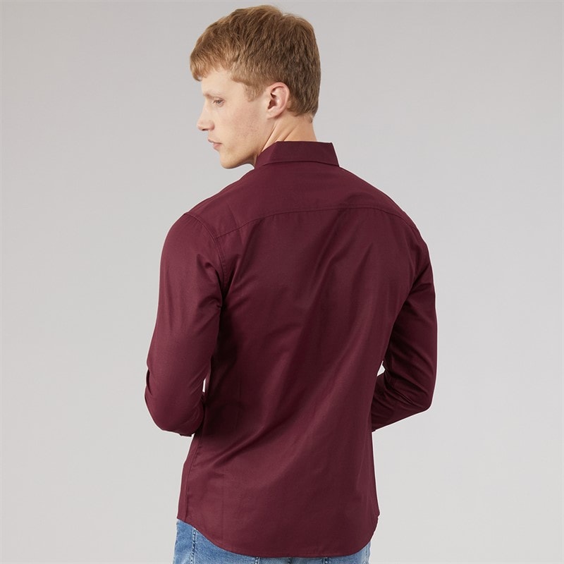 883 Police Mens Jaros Long Sleeve Shirt Royal Maroon - Image 2