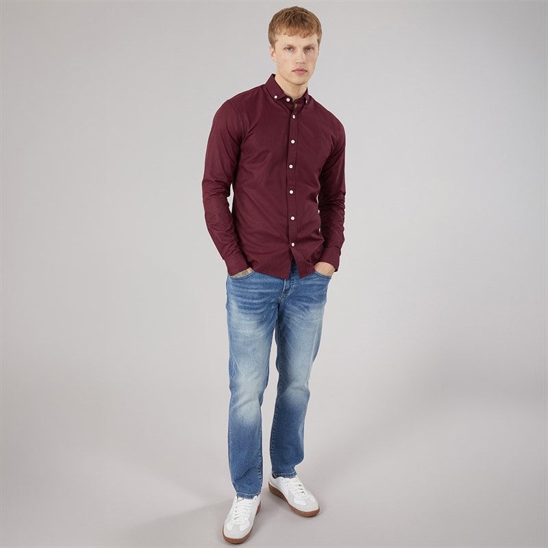 883 Police Mens Jaros Long Sleeve Shirt Royal Maroon - Image 4