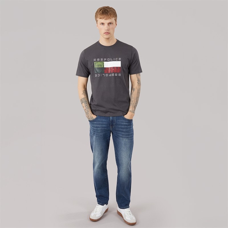 883 Police Mens Caldoro Relaxed Regular Fit Jeans 224 Mid Blue - Image 4