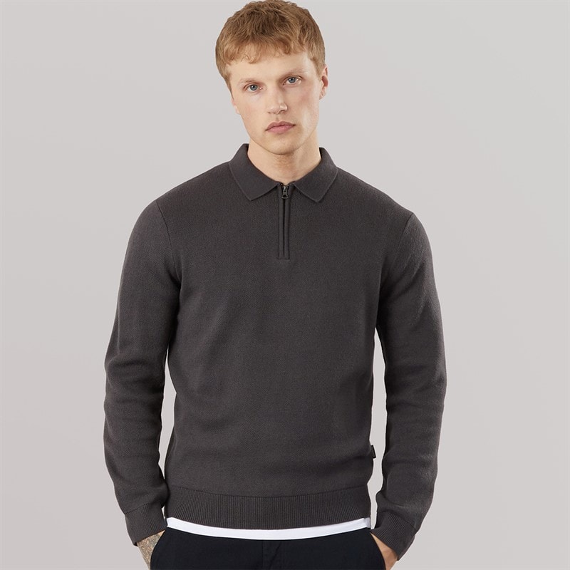 883 Police Mens Glarem Long Sleeve Polo Shirt Dusty Grey