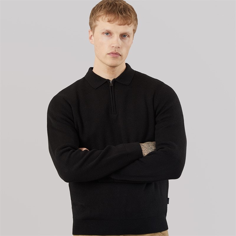 883 Police Mens Glarem Long Sleeve Polo Shirt Black