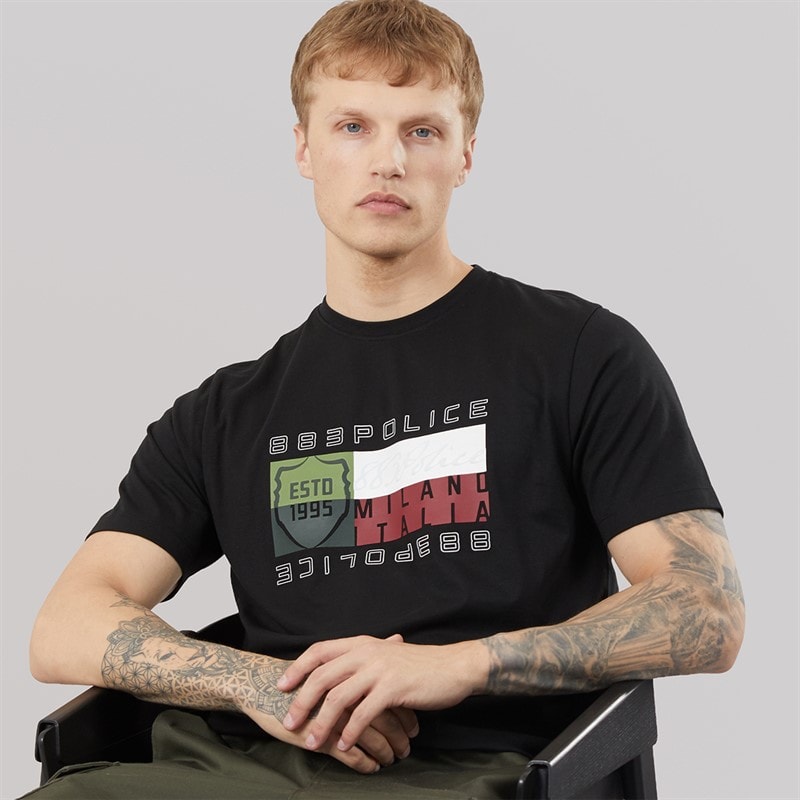 883 Police Mens Fontena T-Shirt Black
