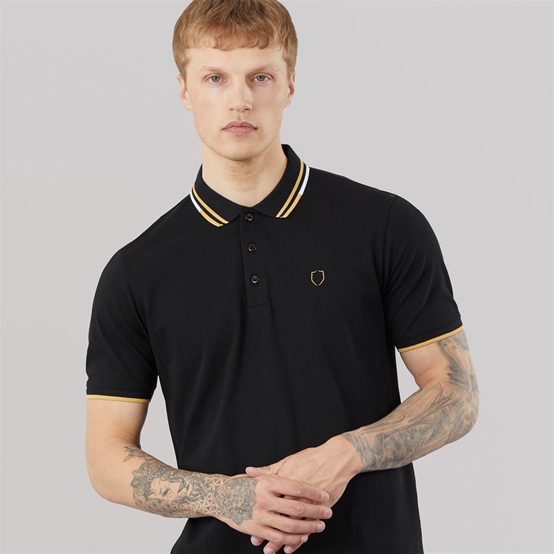 883 Police Mens Catterick Polo Shirt Black/Yellow - Image 3