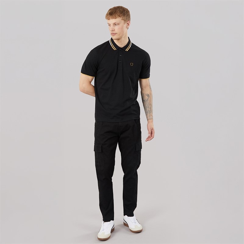 883 Police Mens Catterick Polo Shirt Black/Yellow - Image 4