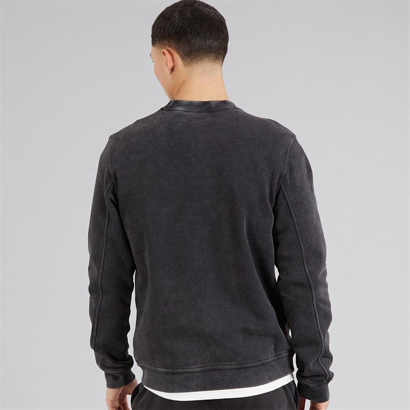Champion Mens Icons Washed Logo Crew Neck Sweatshirt Black - Image 2