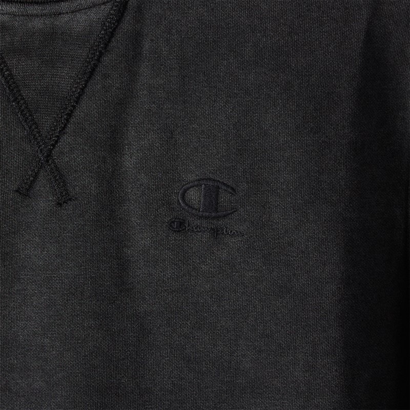 Champion Mens Icons Washed Logo Crew Neck Sweatshirt Black - Image 3