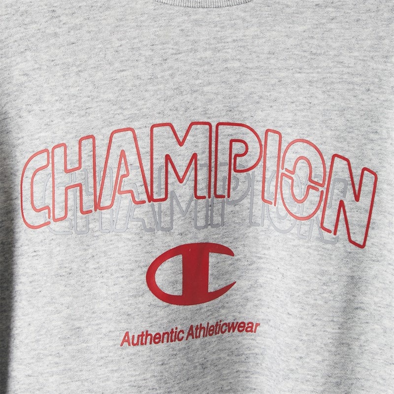 Champion Mens Graphic Shop Logo Sweatshirt Heather Grey - Image 3
