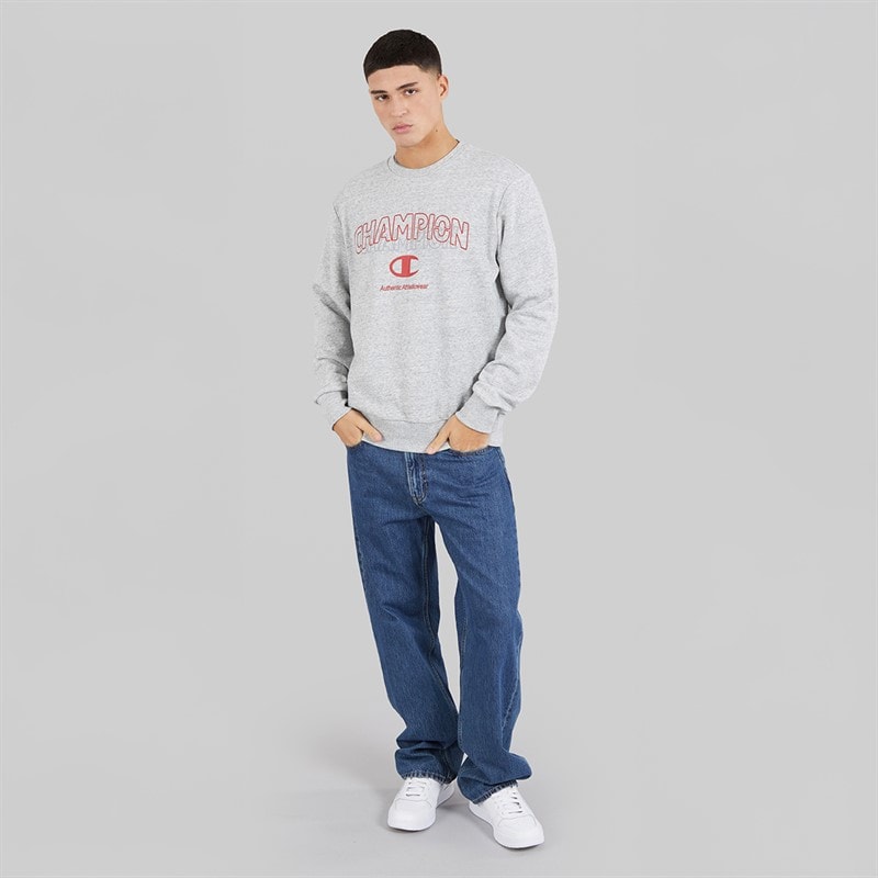 Champion Mens Graphic Shop Logo Sweatshirt Heather Grey - Image 4