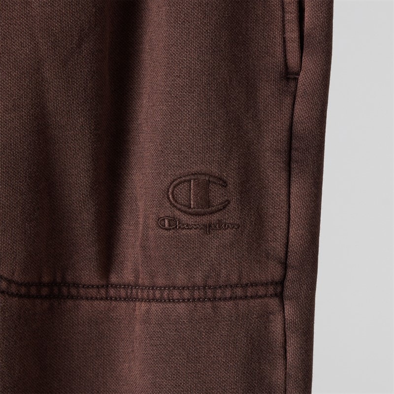 Champion Mens Icons Wahsed Logo Cuffed Joggers Brown - Image 3