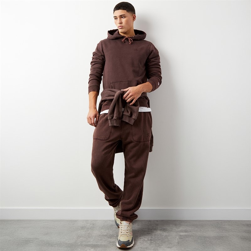 Champion Mens Icons Wahsed Logo Cuffed Joggers Brown - Image 4