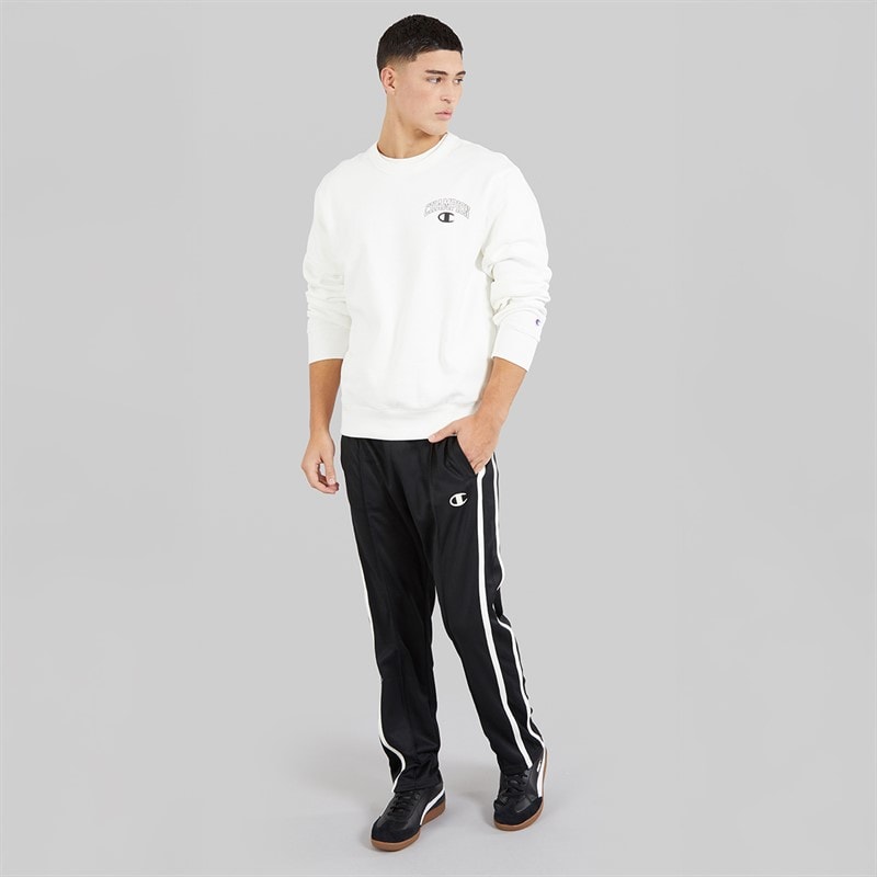 Champion Mens State Of Play Varsity Logo Crew Neck Sweatshirt White - Image 4