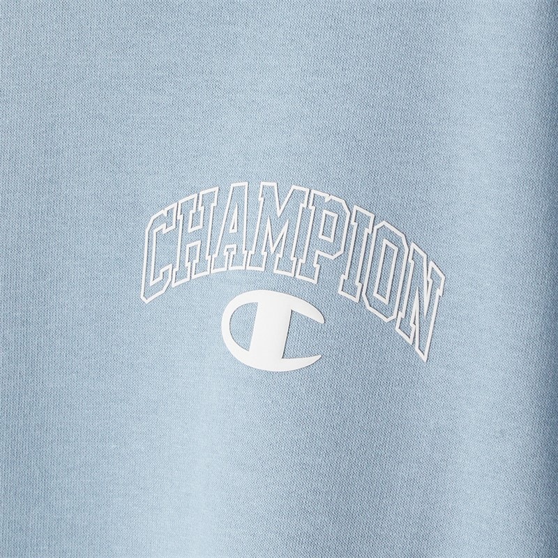 Champion Mens State Of Play Varsity Logo Crew Neck Sweatshirt Light Blue - Image 3