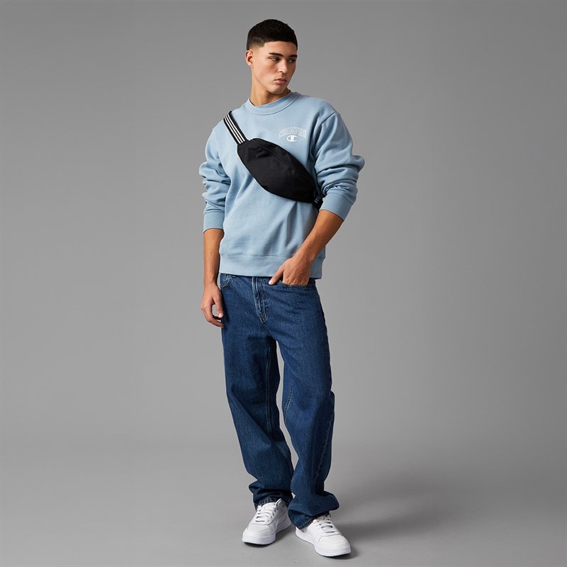 Champion Mens State Of Play Varsity Logo Crew Neck Sweatshirt Light Blue - Image 4