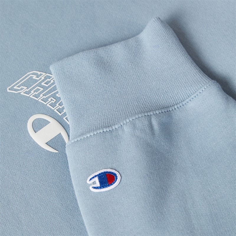 Champion Mens State Of Play Varsity Logo Crew Neck Sweatshirt Light Blue - Image 5