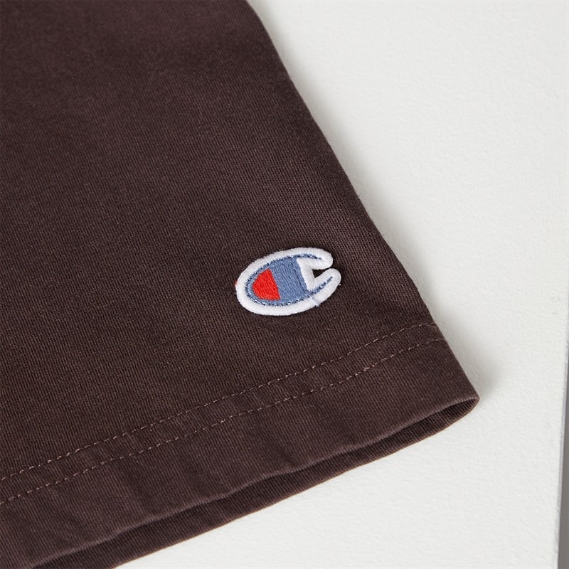 Champion Mens Icons Washed Graphic Back T-Shirt Brown - Image 5