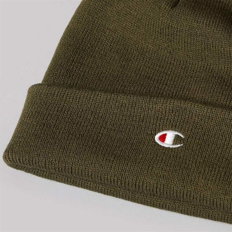 Champion Mens Logo Beanie Hat Khaki - Image 2