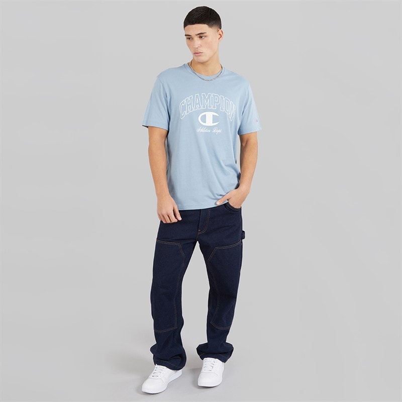 Champion Mens State Of Play Varsity Logo T-Shirt Light Blue - Image 4