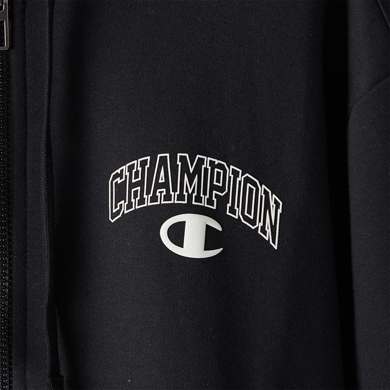 Champion Mens State Of Play Varsity Logo Full Zip Hoodie Black - Image 3