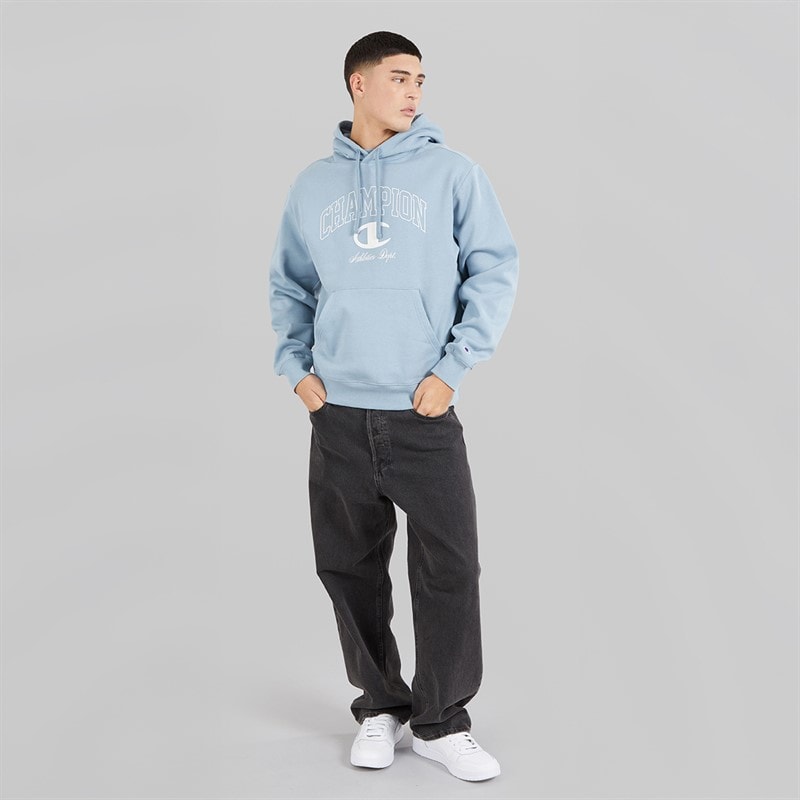Champion Mens State Of Play Varsity Logo Hoodie Light Blue - Image 4