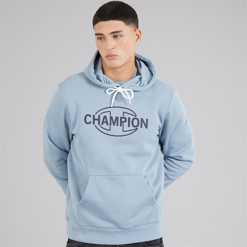 Champion Mens Graphic Shop Logo Hoodie Light Blue - Image 1