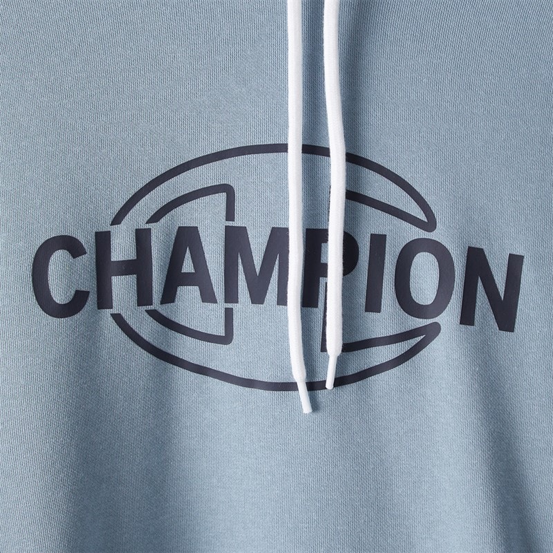 Champion Mens Graphic Shop Logo Hoodie Light Blue - Image 3