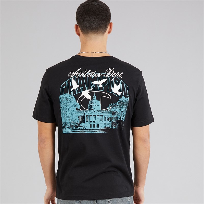 Champion Mens State Of Play Logo Back Graphic T-Shirt Black - Image 3