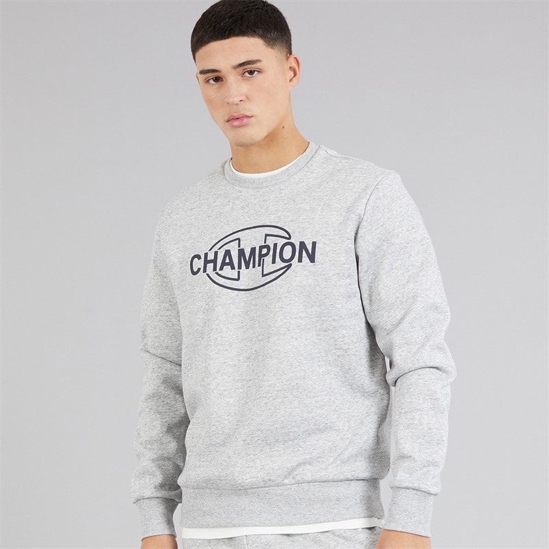 Champion Mens Graphic Shop Logo Sweatshirt Heather Grey - Image 1