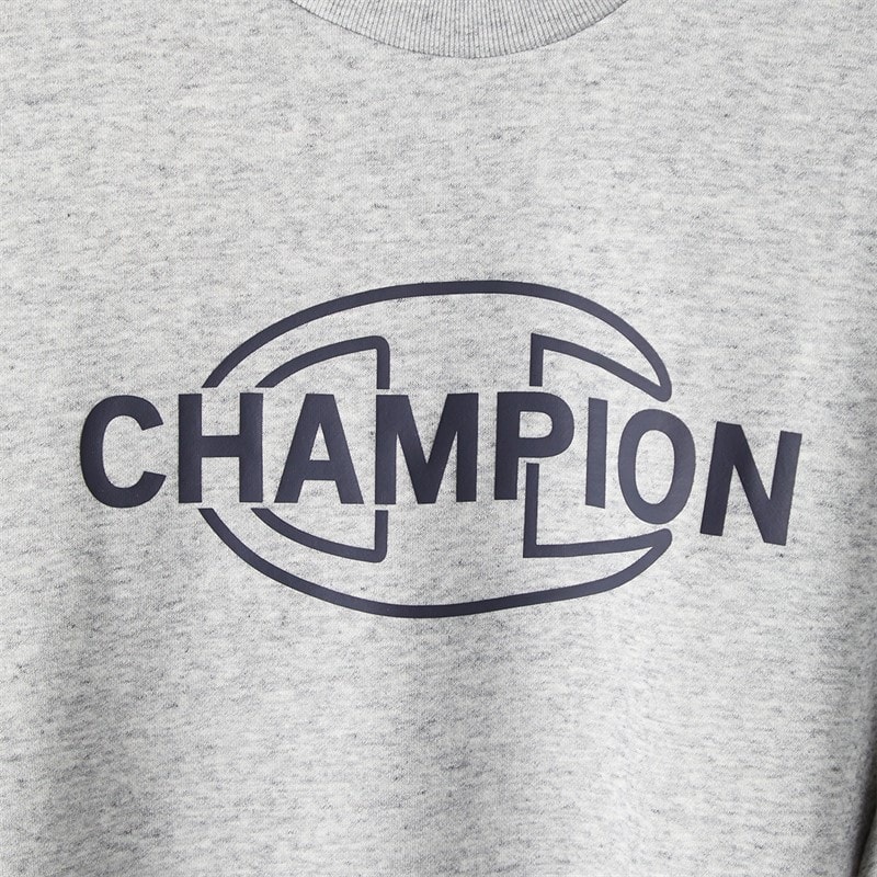 Champion Mens Graphic Shop Logo Sweatshirt Heather Grey - Image 3