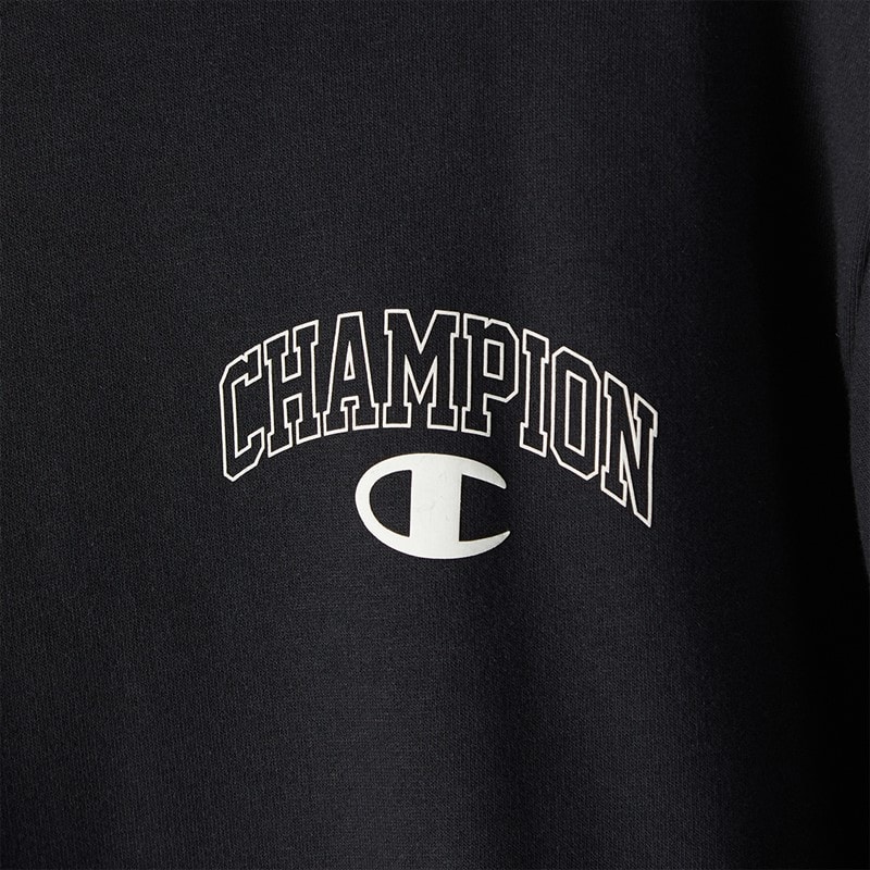Champion Mens State Of Play Varsity Logo Crew Neck Sweatshirt Black - Image 3