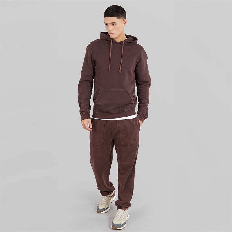 Champion Mens Icons Washed Logo Hoodie Brown - Image 4