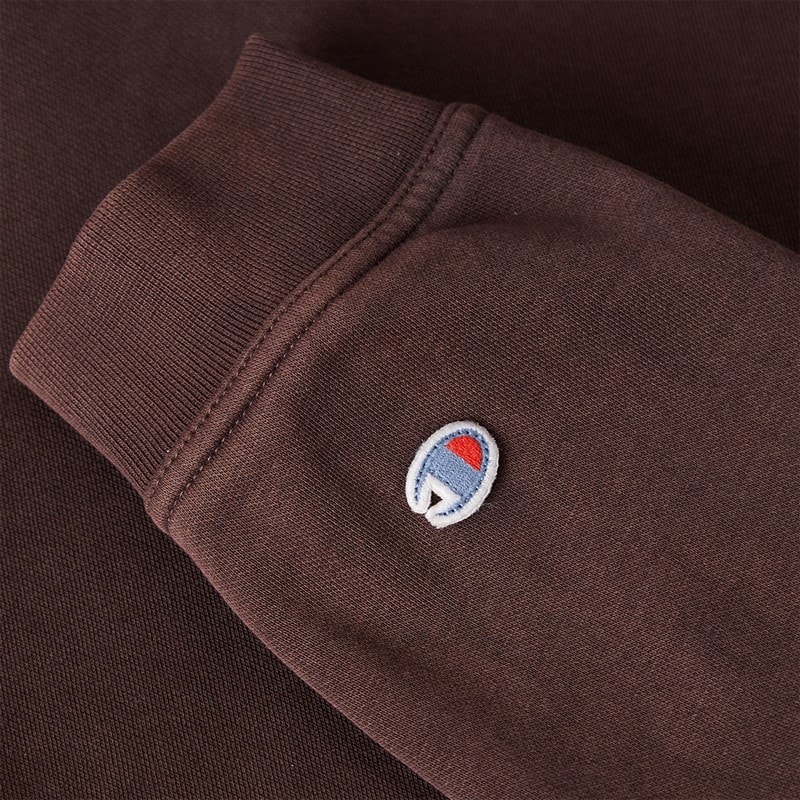 Champion Mens Icons Washed Logo Hoodie Brown - Image 5