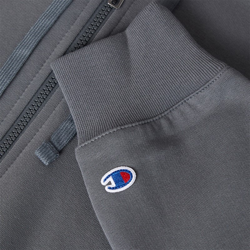 Champion Mens State Of Play Varsity Logo Full Zip Hoodie Grey - Image 5