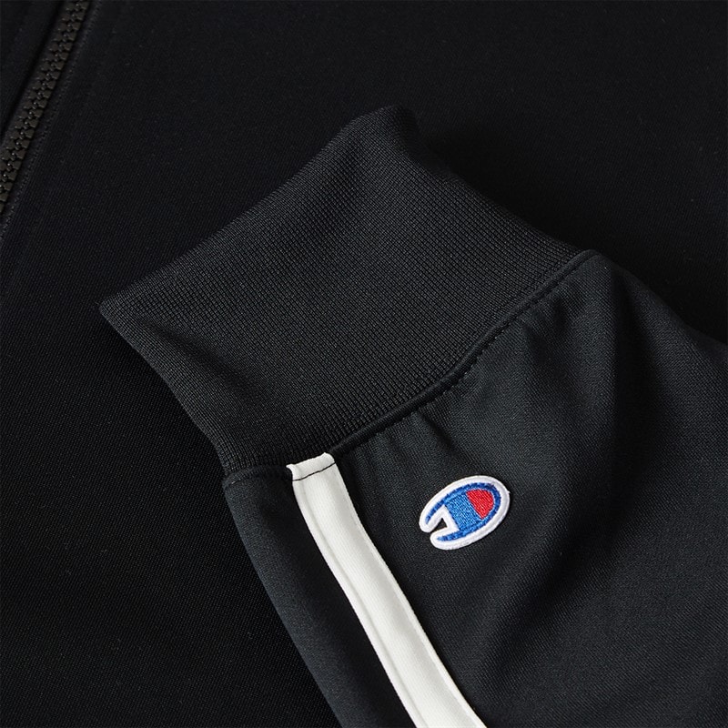 Champion Mens State Of Play Varsity Logo Back Graphic Track Top Black/White - Image 5