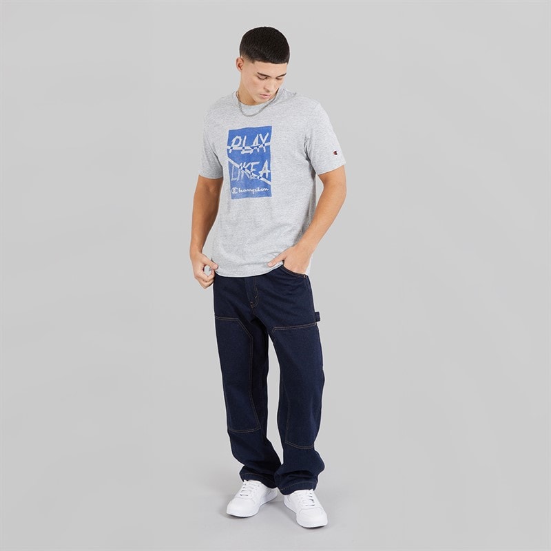 Champion Mens C-table Graphic Logo T-Shirt Heather Grey - Image 4