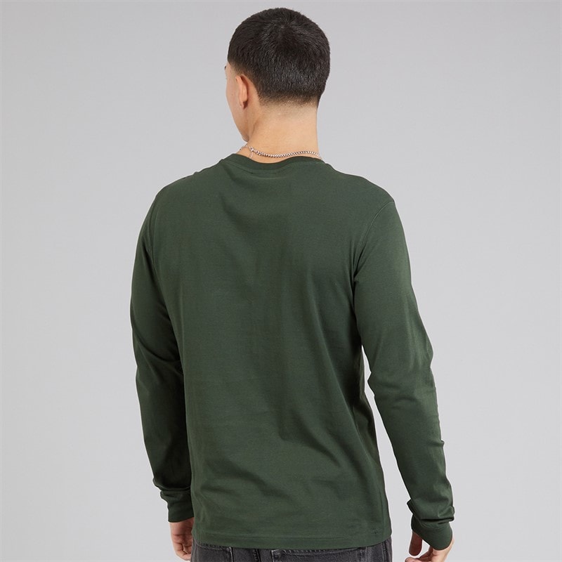 Champion Mens Graphic Shop Logo Long Sleeve T-Shirt Military Green - Image 2