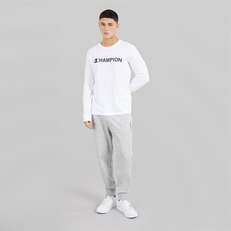 Champion Mens Graphic Shop Logo Long Sleeve T-Shirt White - Image 4