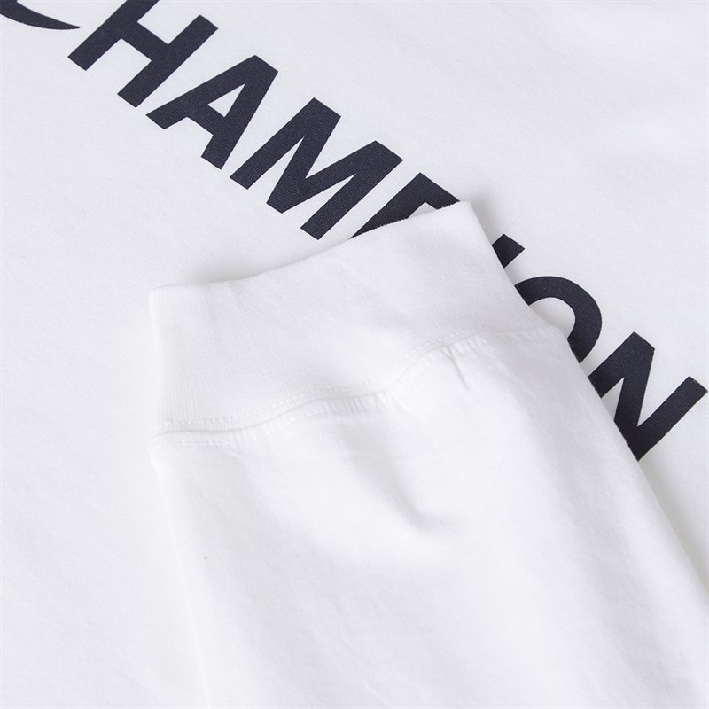 Champion Mens Graphic Shop Logo Long Sleeve T-Shirt White - Image 5
