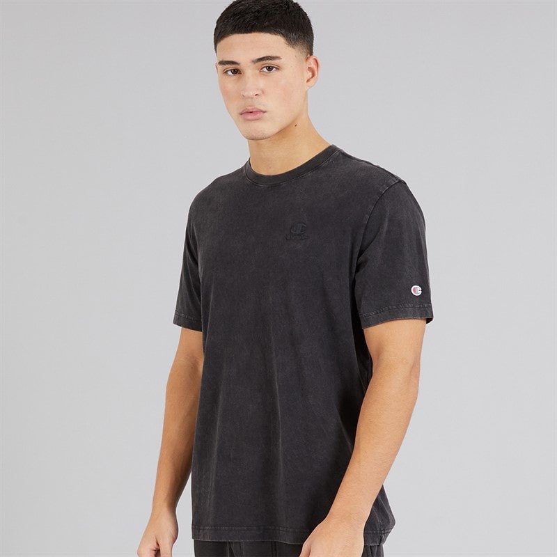 Champion Mens Icons Washed Logo T-Shirt Black - Image 1