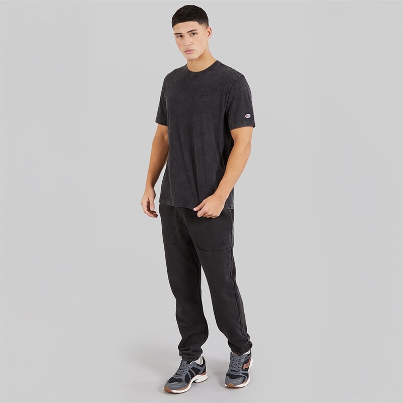 Champion Mens Icons Washed Logo T-Shirt Black - Image 4