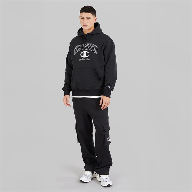 Champion Mens State Of Play Varsity Logo Hoodie Black - Image 4