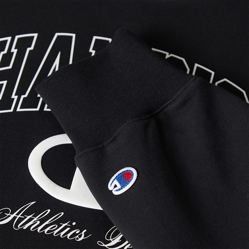 Champion Mens State Of Play Varsity Logo Hoodie Black - Image 5