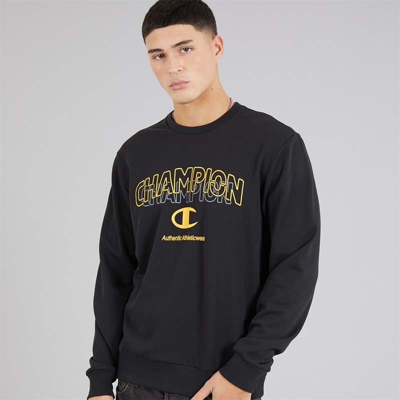 Champion Mens Graphic Shop Logo Sweatshirt Black - Image 3