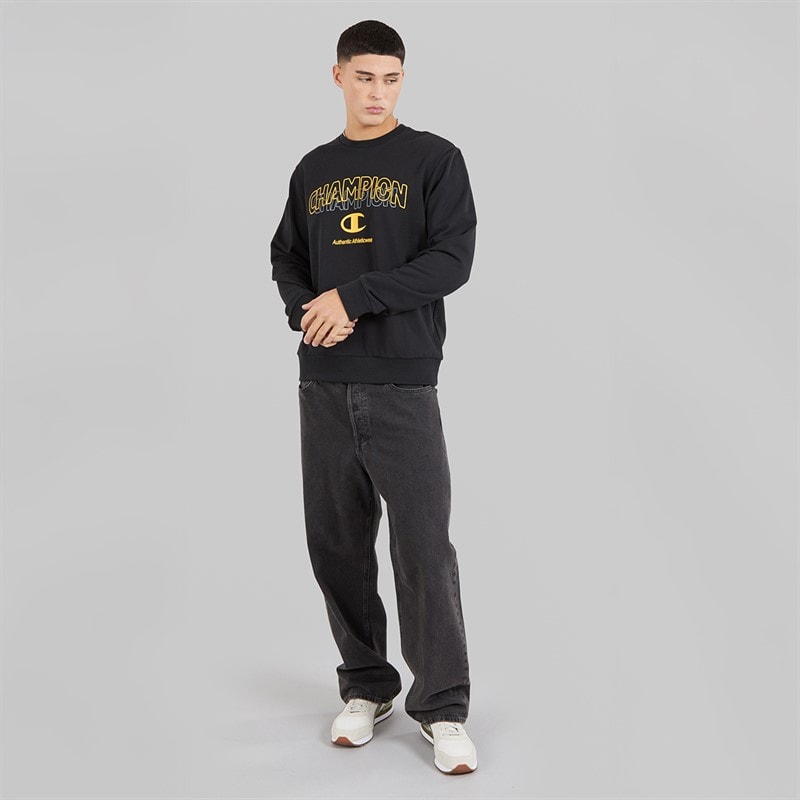 Champion Mens Graphic Shop Logo Sweatshirt Black - Image 4