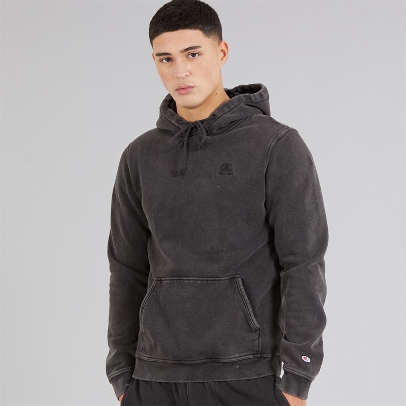 Champion Mens Icons Washed Logo Hoodie Black - Image 1
