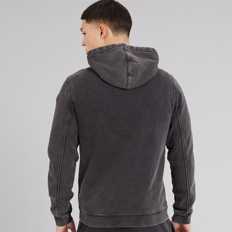 Champion Mens Icons Washed Logo Hoodie Black - Image 2